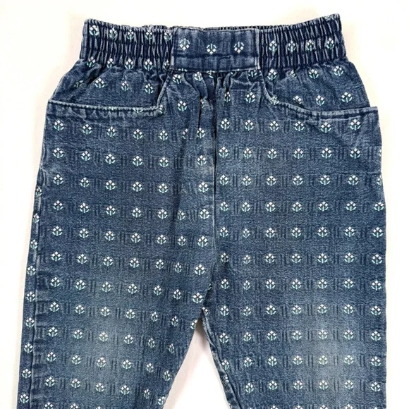VINTAGE OSHKOSH Baby Denim Pull On‎ Pants Size 12 Months Floral Casual Classic - Picture 2 of 9